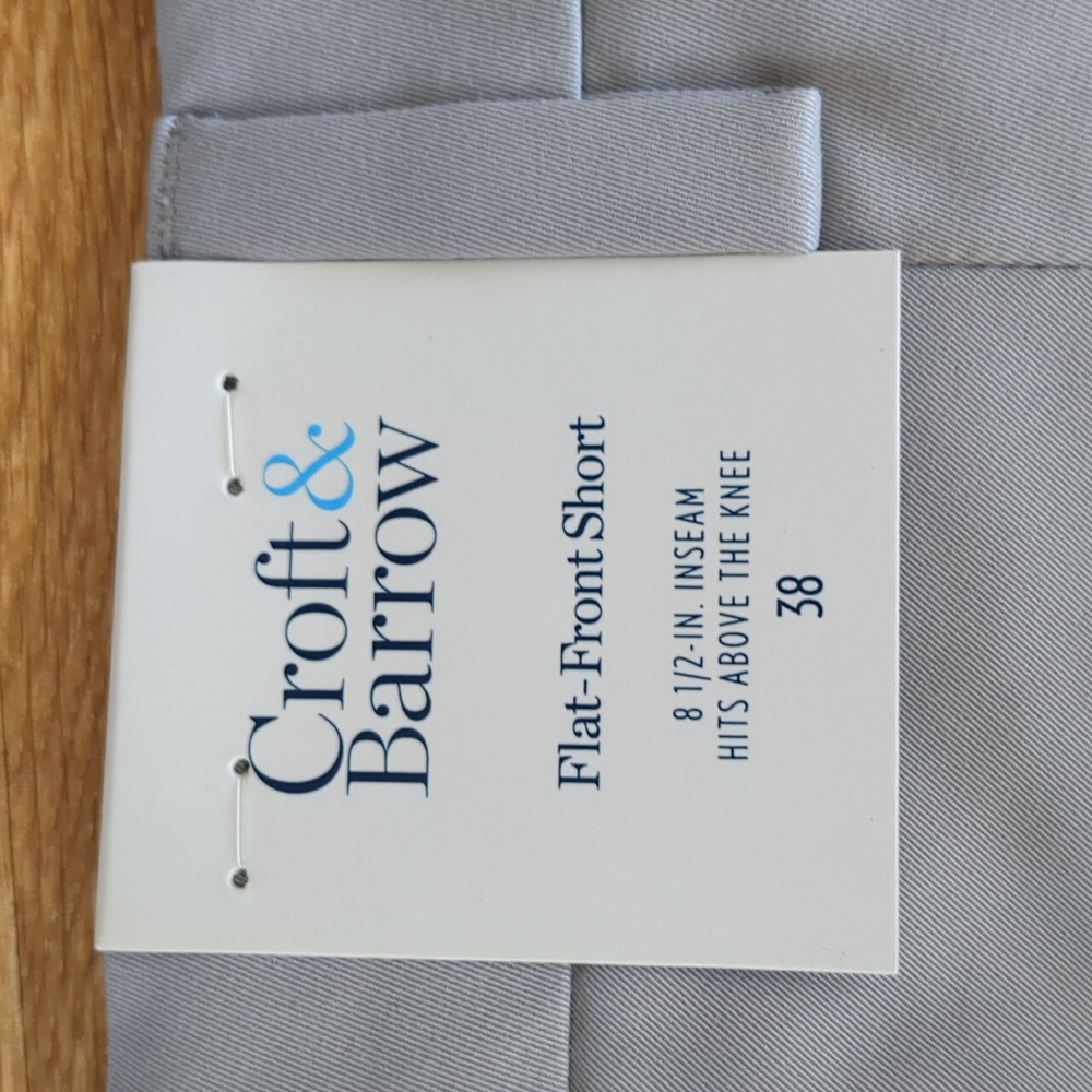 Mens Flat Front Shorts by Croft & Barrow, Light Gray, Size 38, NEW, nwt - Picture 7 of 7